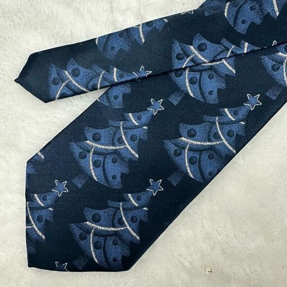 Holidays Blue Christmas Trees Tie - Picture 3 of 6
